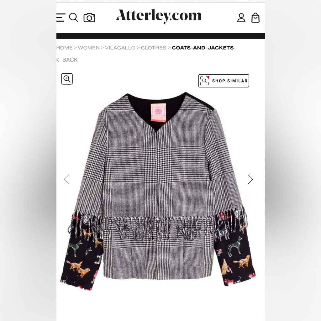 Vilagallo Chantal Jacket-Poggy Dog . Nwot . Retail 252